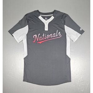 Majestic Washinton Nationals Baseball Jersey Mens Medium Gray Cool Base.